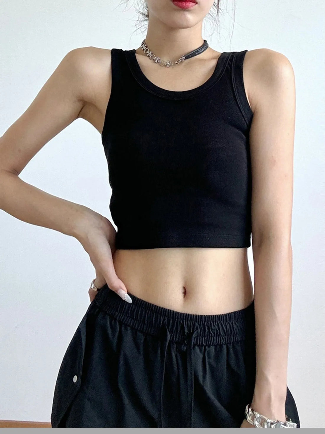 Ribbed Crop Tank Top - cas7m