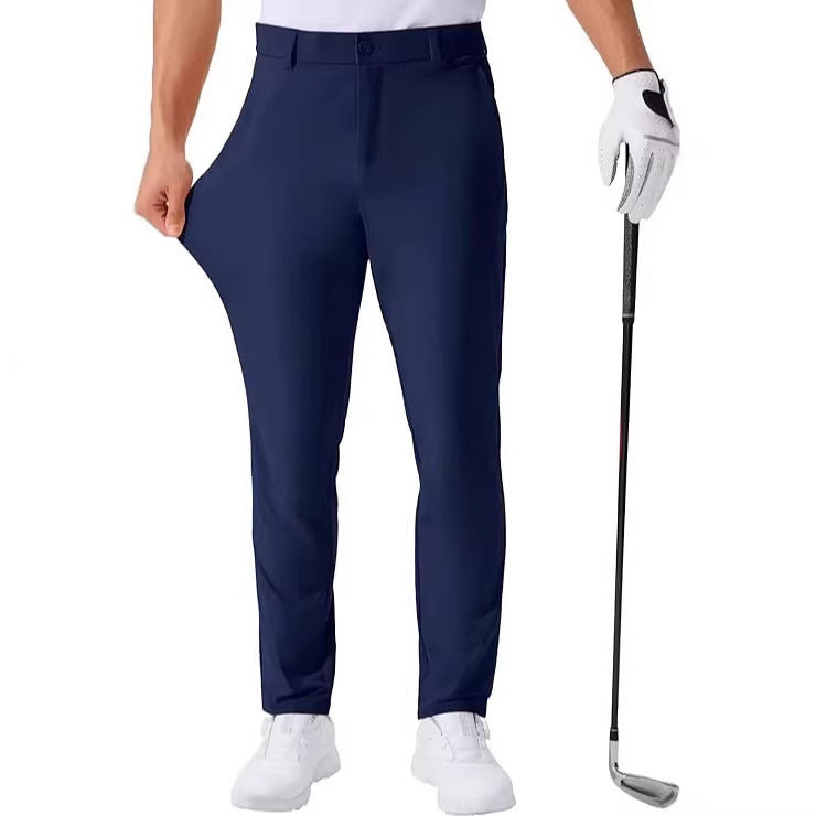 Stretch Solid Color Golf Men's Dress Trousers Long Pants - cas7m