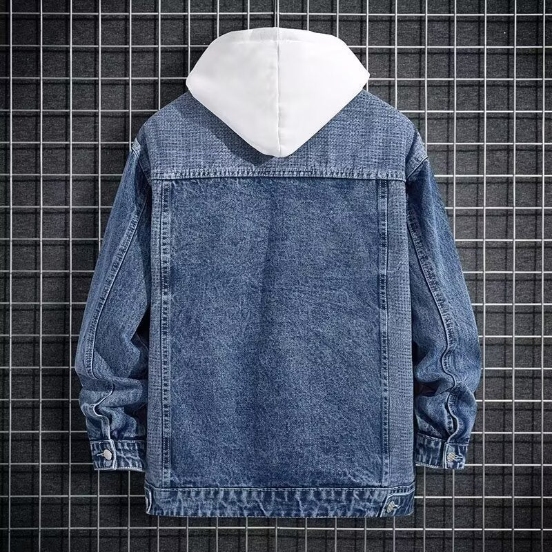 Spring New Arrival Mens Workwear Hooded Denim Jacket Coats - cas7m