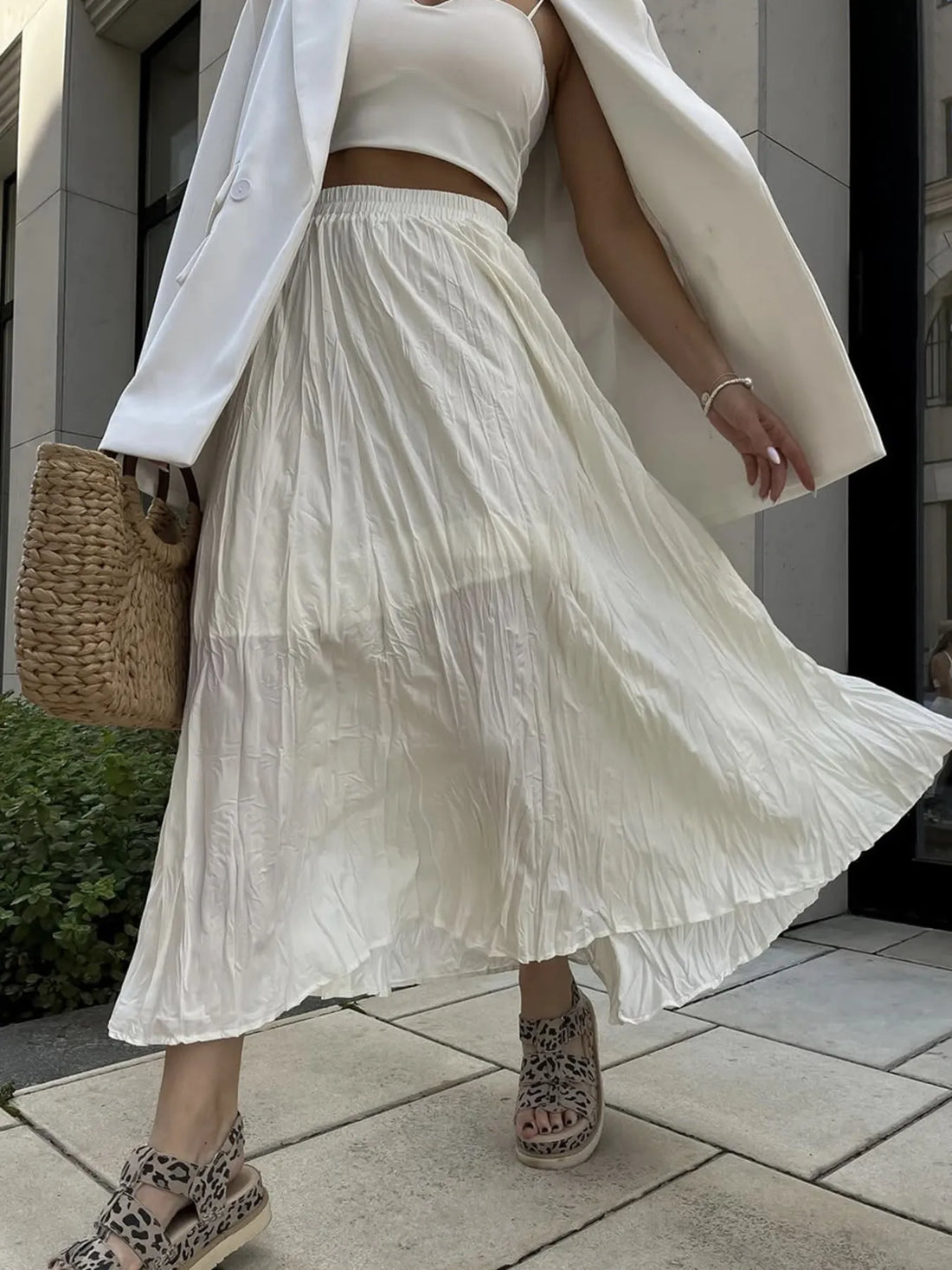 Ruched Elastic Waist Skirt - cas7m
