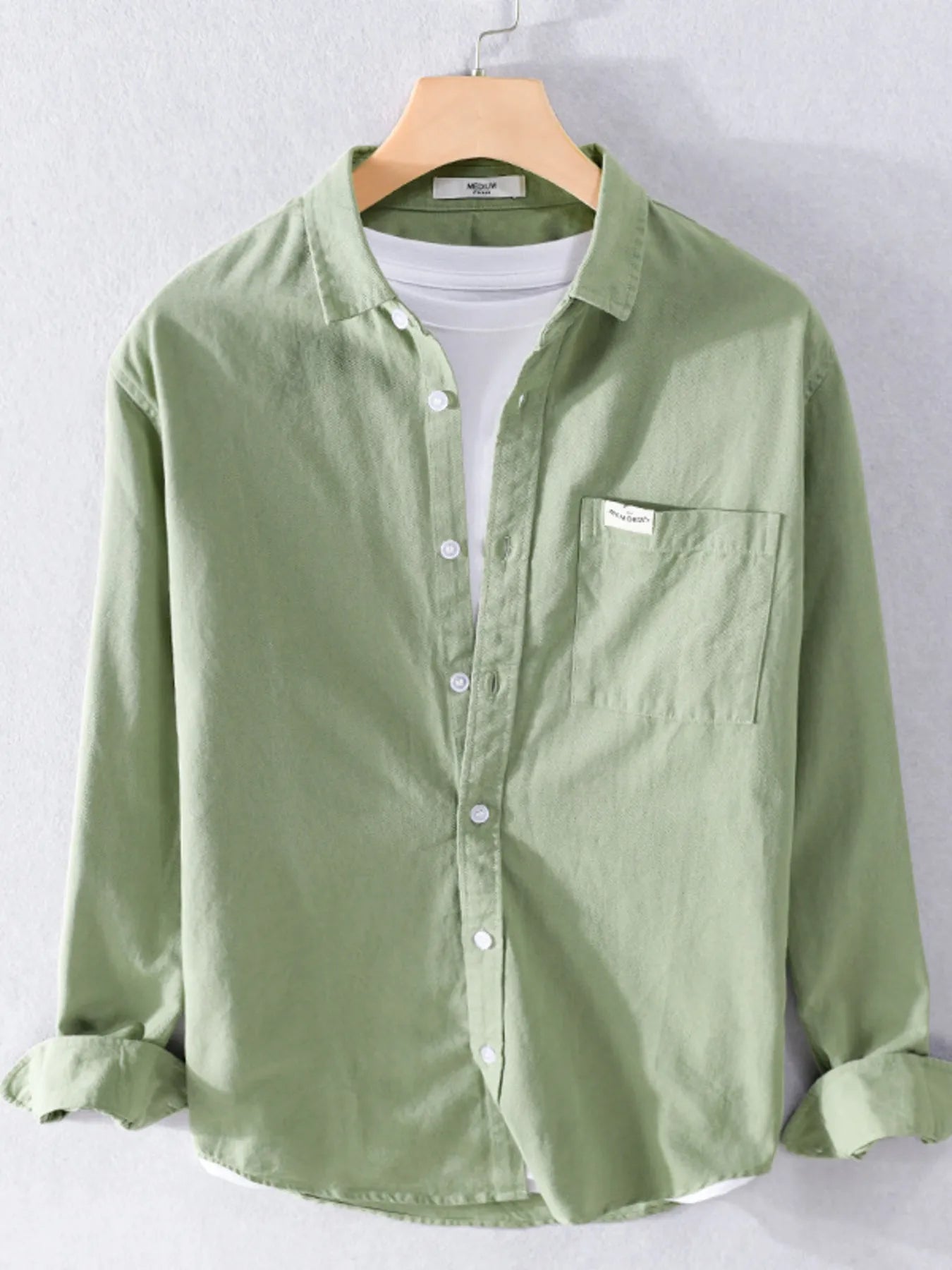 Men's Plus Size Button Up Long Sleeve Shirt - cas7m