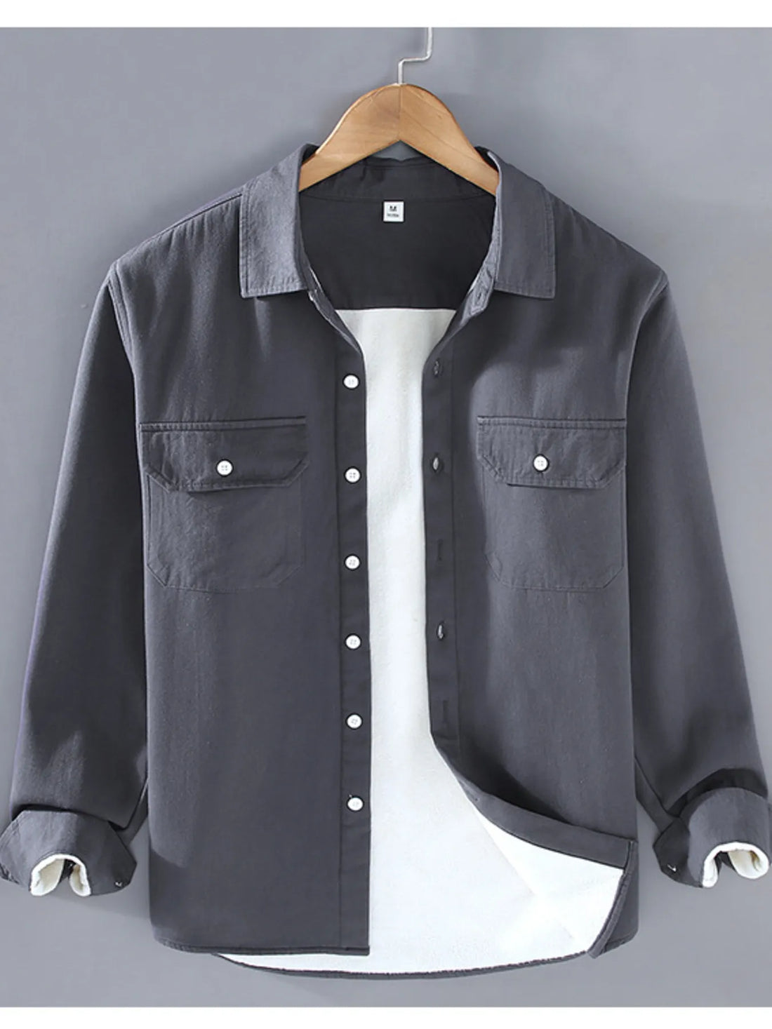 Men's Plus Size Button Up Long Sleeve Shirt - cas7m