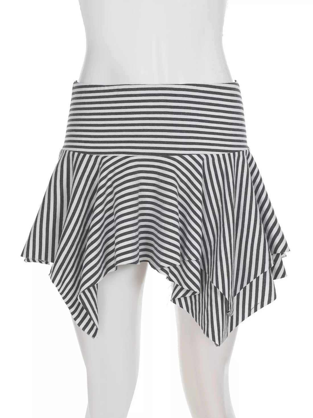 Striped Asymmetrical Hem Mini Skirt - cas7m