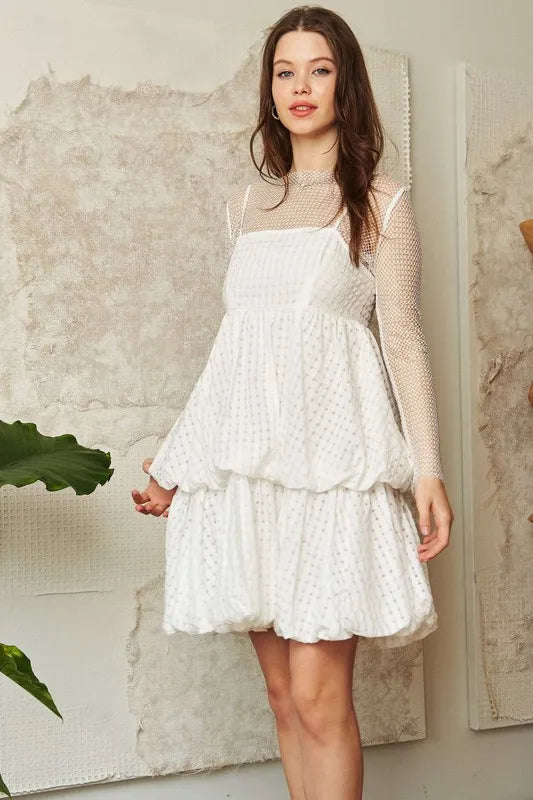 Davi & Dani Checker Print Side Pockets Textured Mini Dress - cas7m