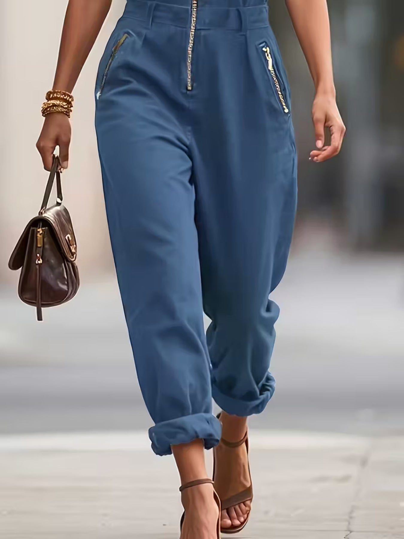 Sleeveless Zip-Up Jumpsuit - cas7m