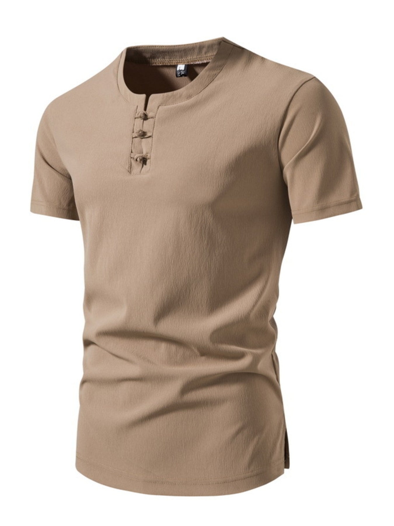 Men's Plus Size Casual Button Henley T-Shirt - cas7m