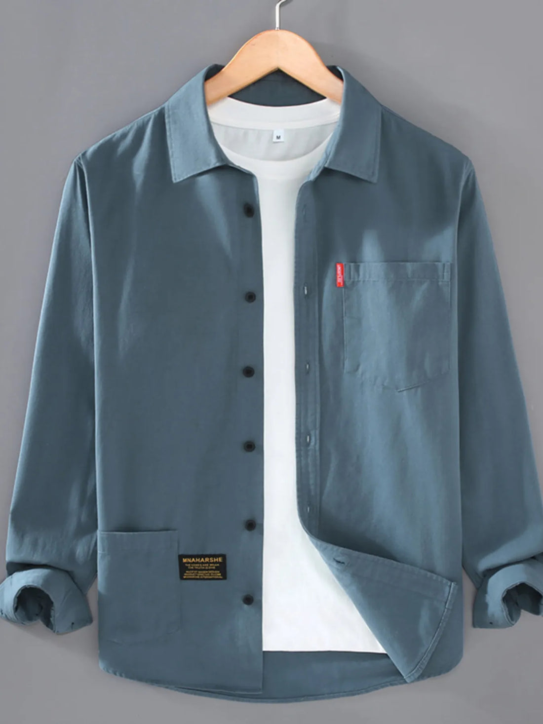 Men's Plus Size Button Up Long Sleeve Shirt - cas7m