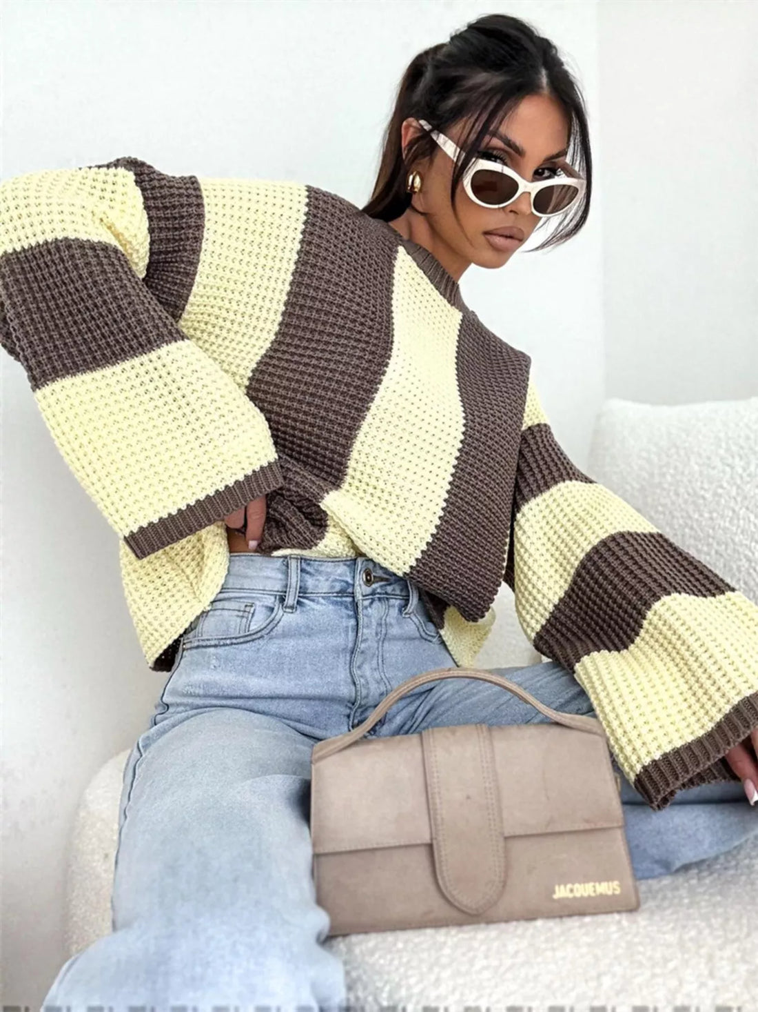 Color Block Long Sleeve Sweater - cas7m