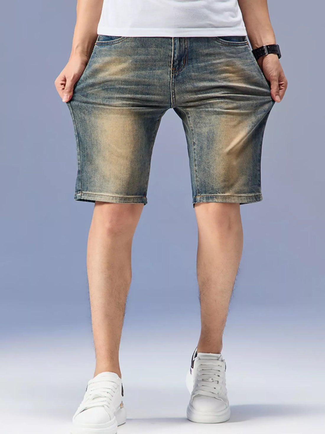 Men's Washed Denim Shorts - cas7m