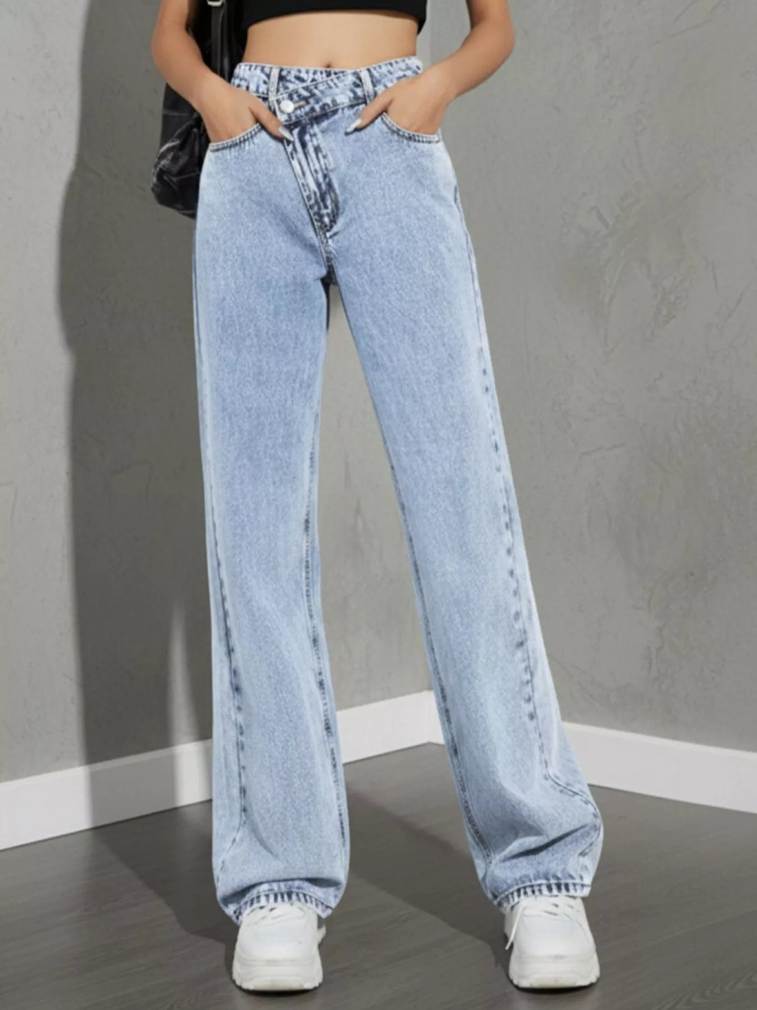 High Waist Wide Leg Jeans - cas7m