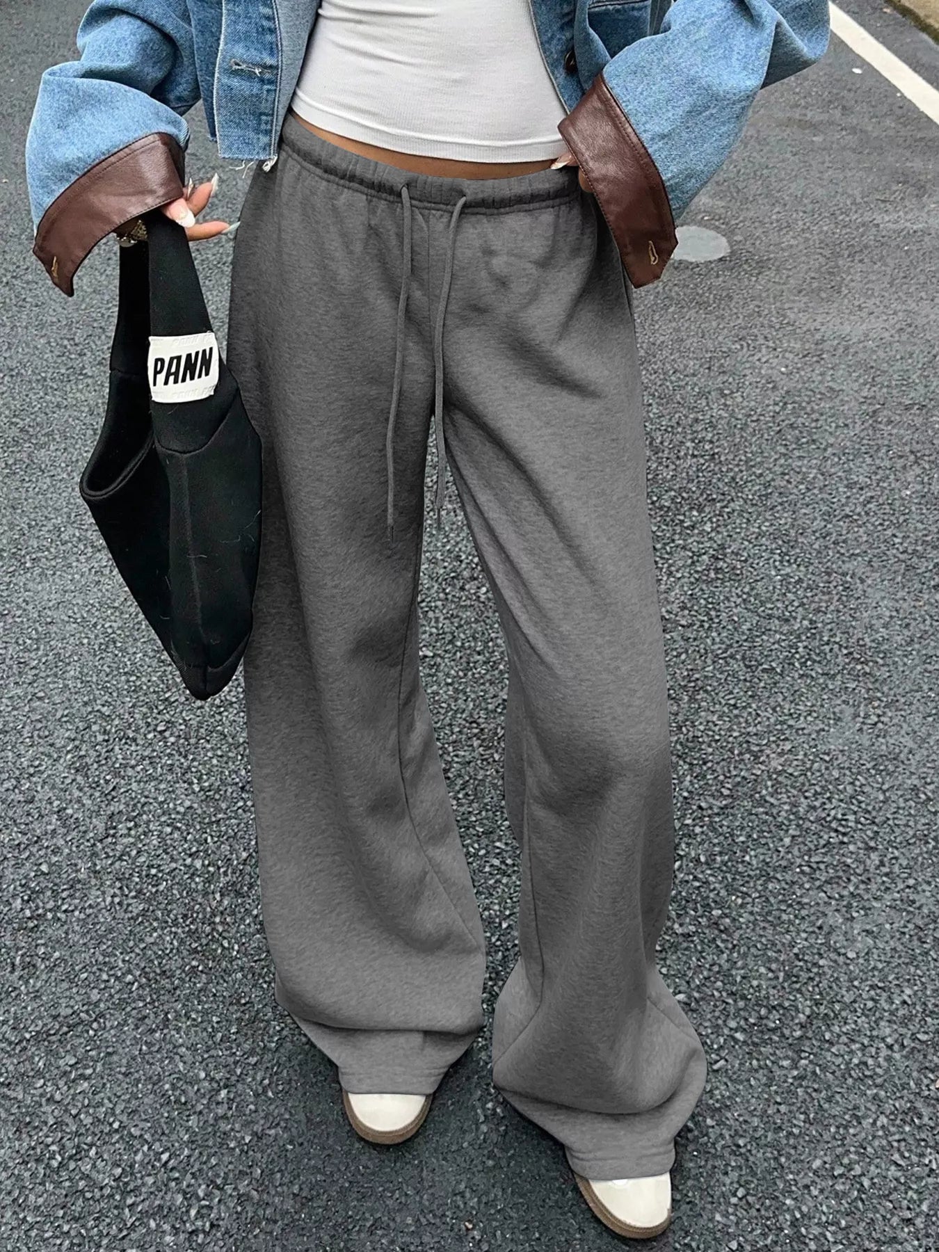 Wide Leg Drawstring Sweatpants - cas7m