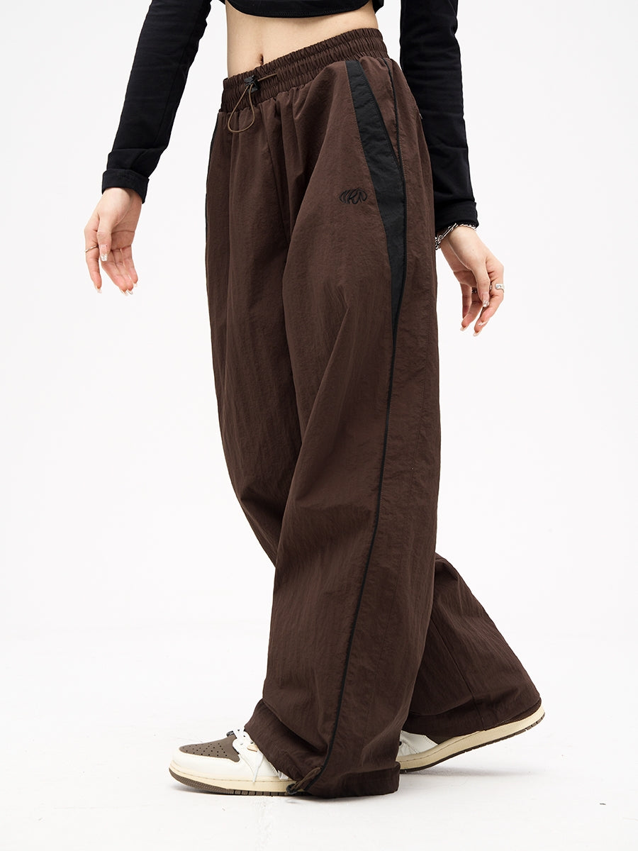American Vintage Casual Wide Leg Pants Drop Black Sweatpants - cas7m