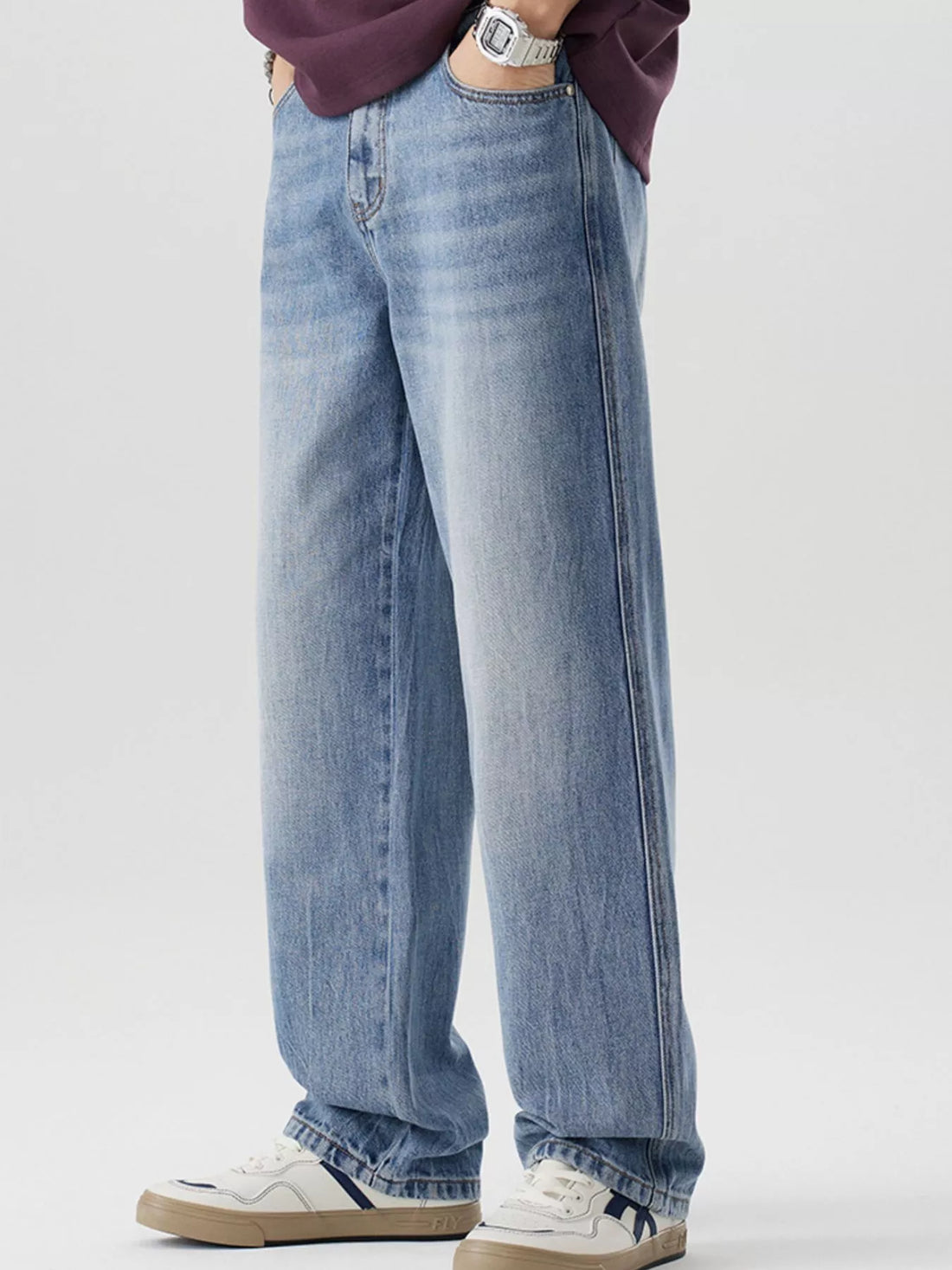 Men's Loose Fit Wash Jeans - cas7m
