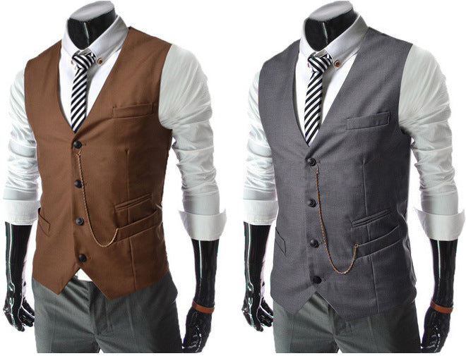 Men's Metal Chain Slim Business Vest Casual Vest - cas7m
