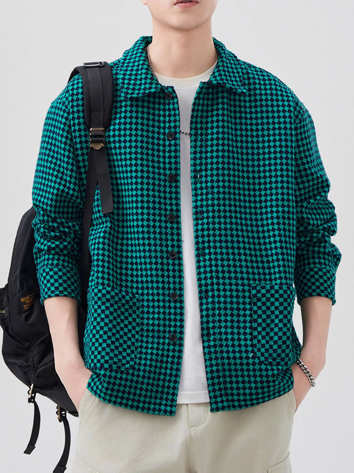 Men's Plus Size Button Up Long Sleeve Shirt - cas7m