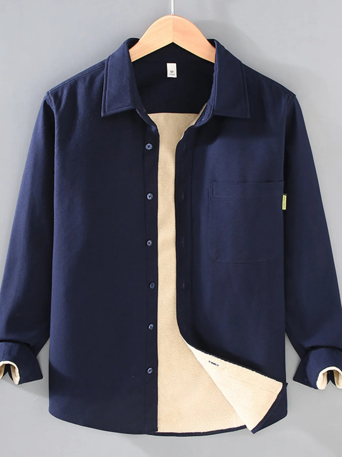 Men's Plus Size Button Up Long Sleeve Shirt - cas7m