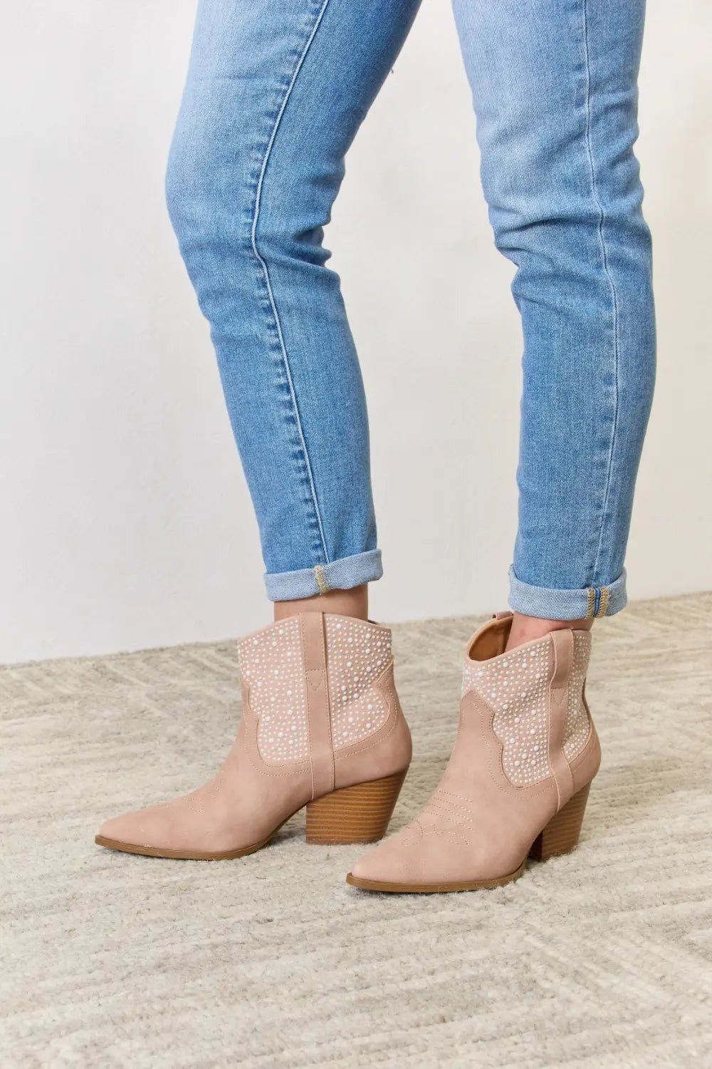 East Lion Corp Rhinestone Ankle Cowgirl Booties - cas7m