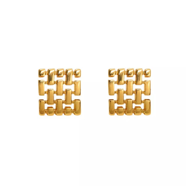 18K Gold-Plated Geometric Stud Earrings - cas7m