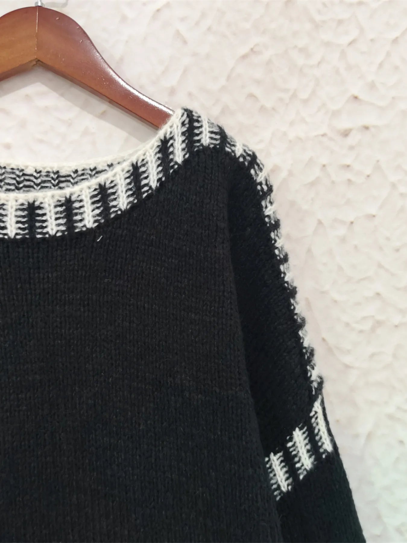 Contrast Trim Oversized Sweater - cas7m