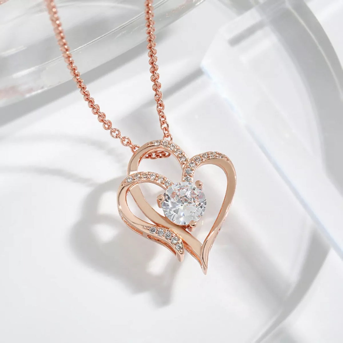925 Sterling Silver Zircon Heart Necklace - cas7m