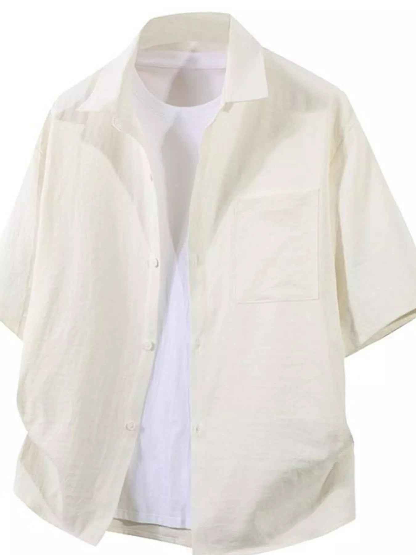 Men's Plus Size Casual Short Sleeve Button-Down Shirt - cas7m