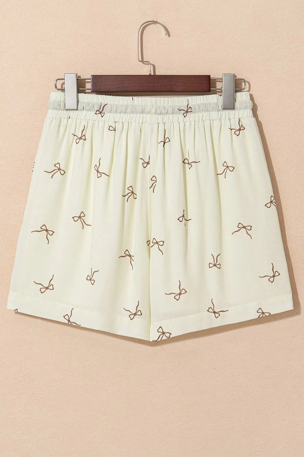 Bow Print Lace Drawstring Casual Shorts - cas7m