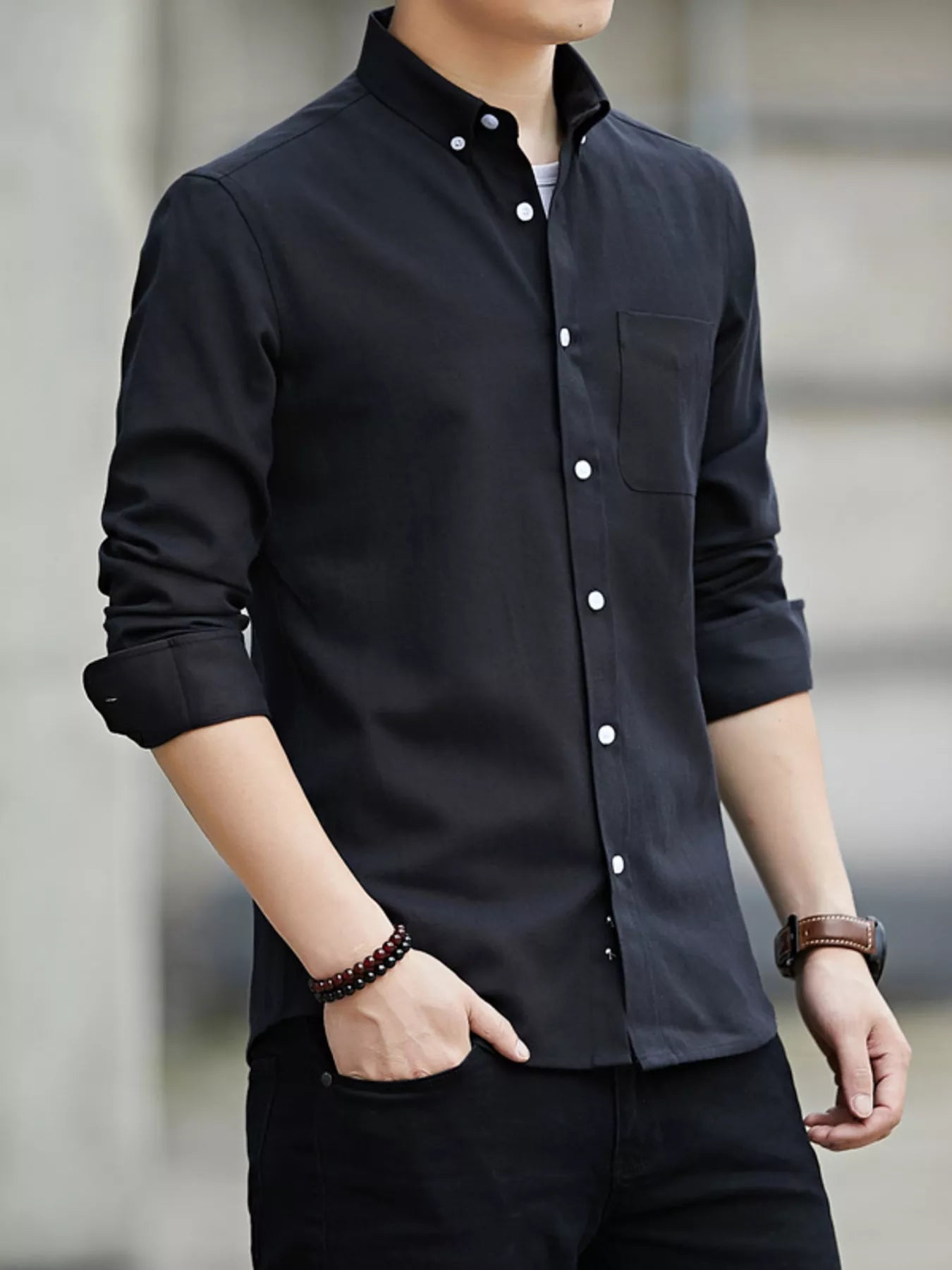 Men's Plus Size Casual Long Sleeve Shirt - cas7m