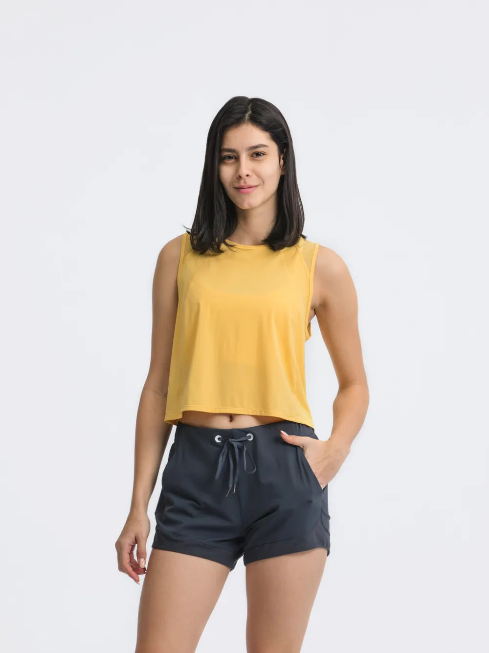 Millennia Round Neck Cropped Active Tank - cas7m
