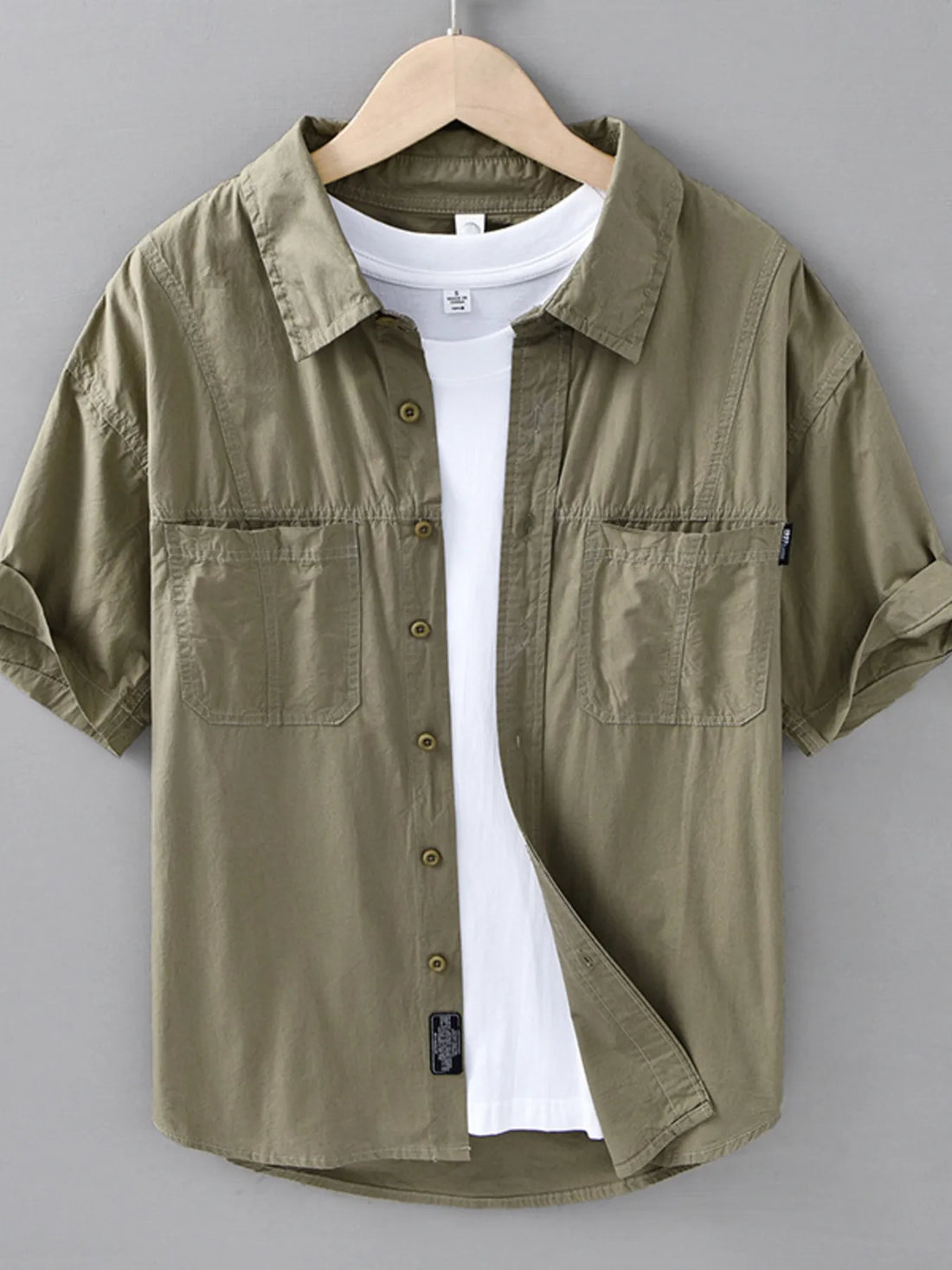 Men's Plus Size Casual Short Sleeve Button-Down Shirt - cas7m