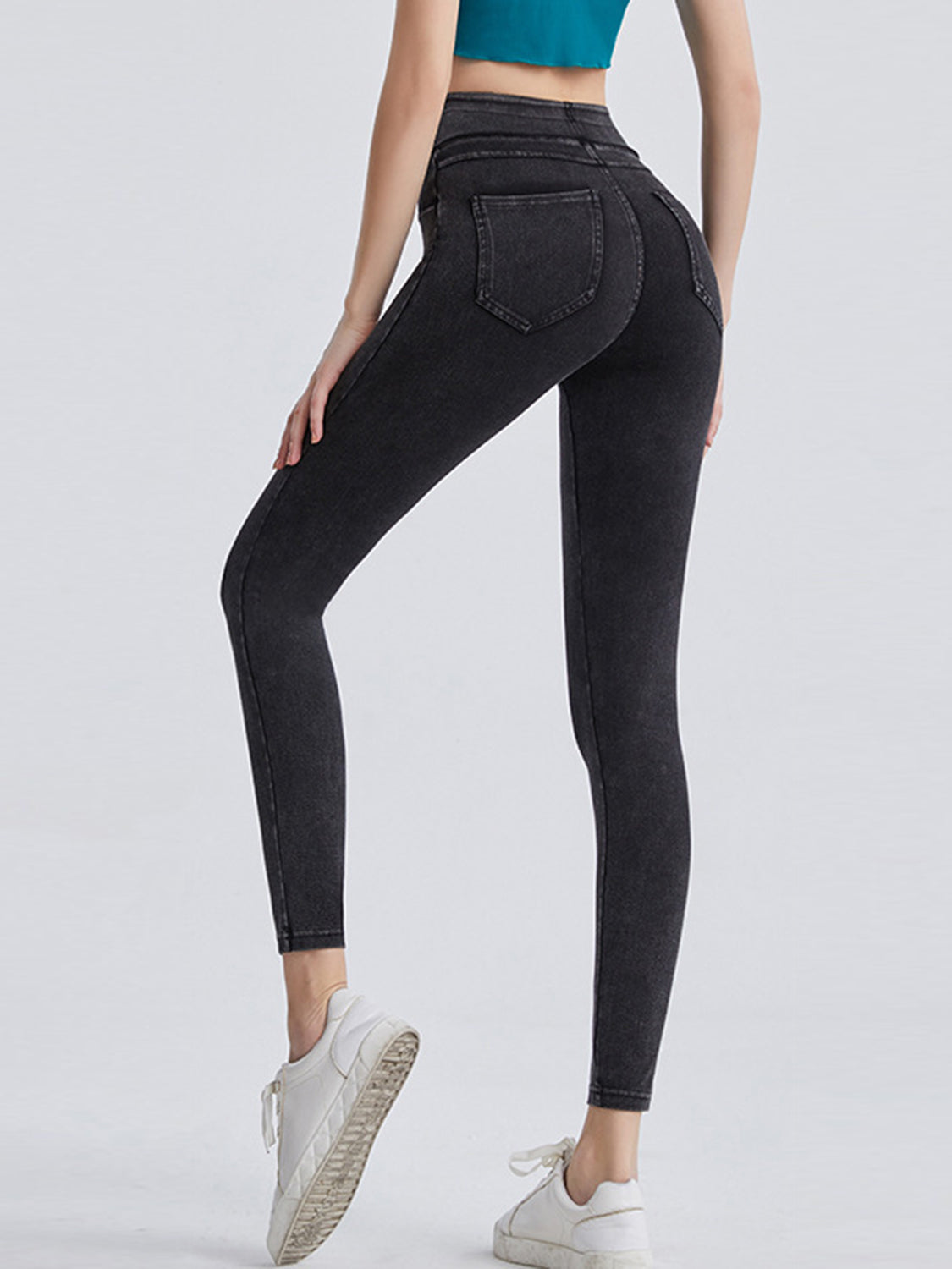 Wide Waistband Sports Leggings - cas7m
