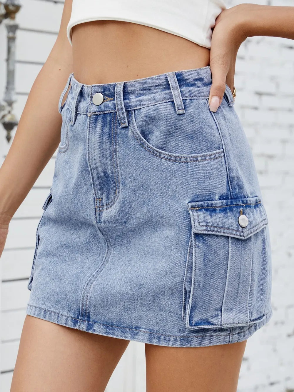 Cargo Denim Skirt - cas7m