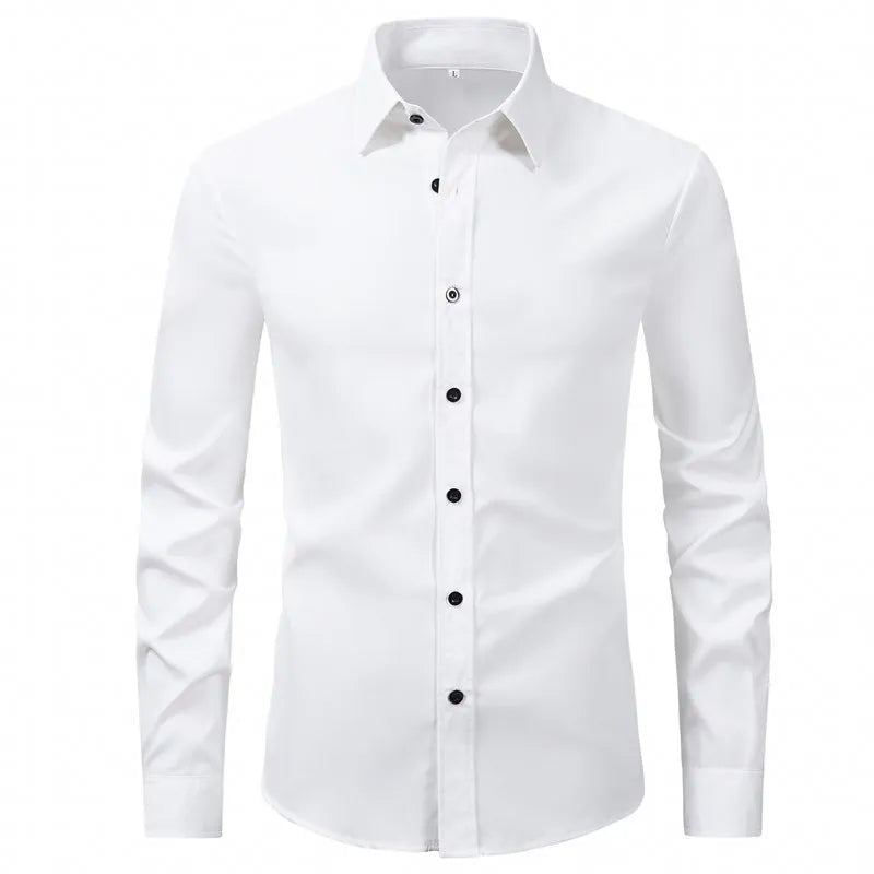 Men's Plus Size Button Up Long Sleeve Shirt - cas7m