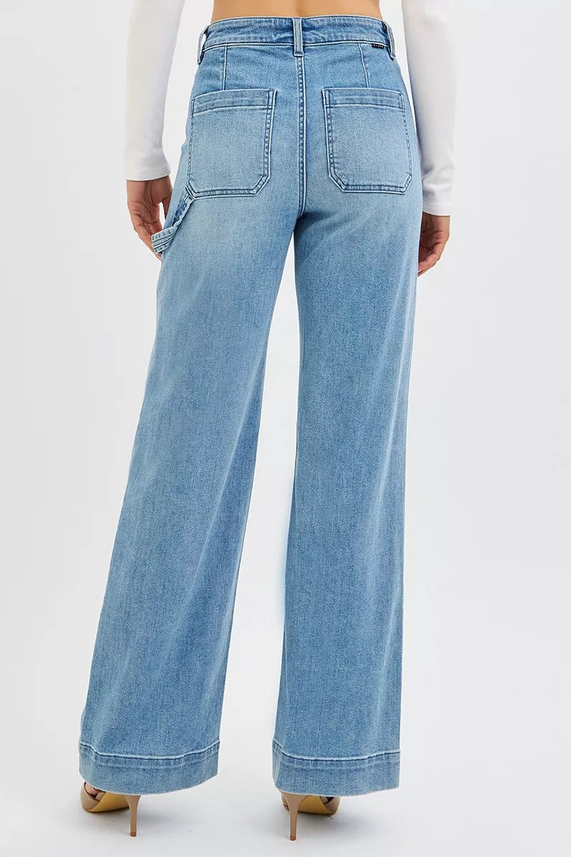 RISEN Full Size High Rise Straight Leg Jeans with Front Pockets Plus Size - cas7m