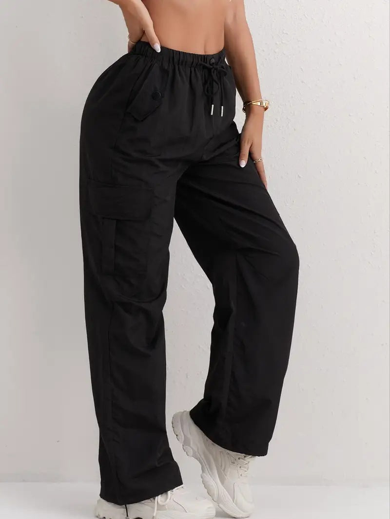 High Waist Drooping Quick-drying Leisure Wide Leg Track Pants - cas7m