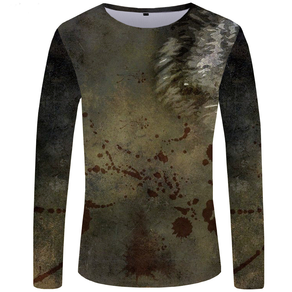 3d printed wolf series long sleeve T-shirt men - cas7m