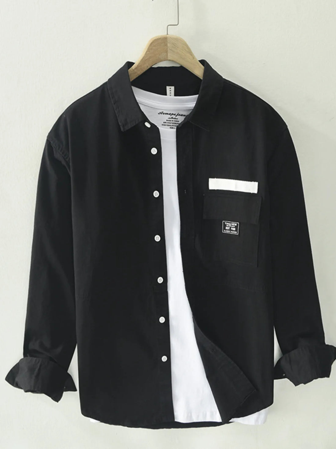 Men's Plus Size Button Up Long Sleeve Shirt - cas7m