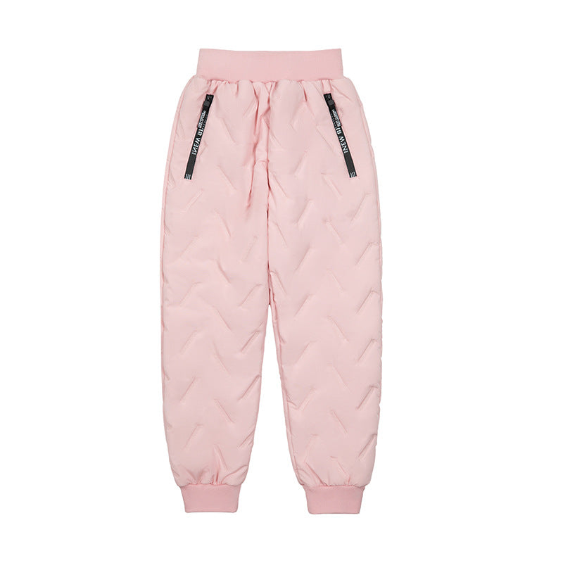 Boys 'fleece And Thickened Cold Proof Warm Bunched Feet Pants - cas7m