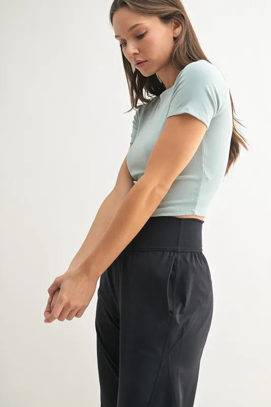 MONO B Essential Micro-ribbed Cropped Athleisure Tee - cas7m