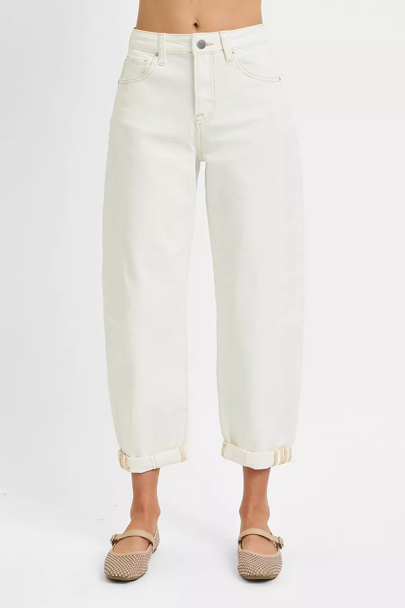 RISEN Full Size High Rise Barrel Cropped Jeans Plus Size - cas7m