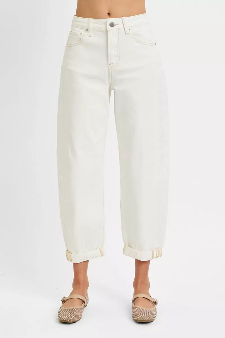 RISEN Full Size High Rise Barrel Cropped Jeans Plus Size - cas7m