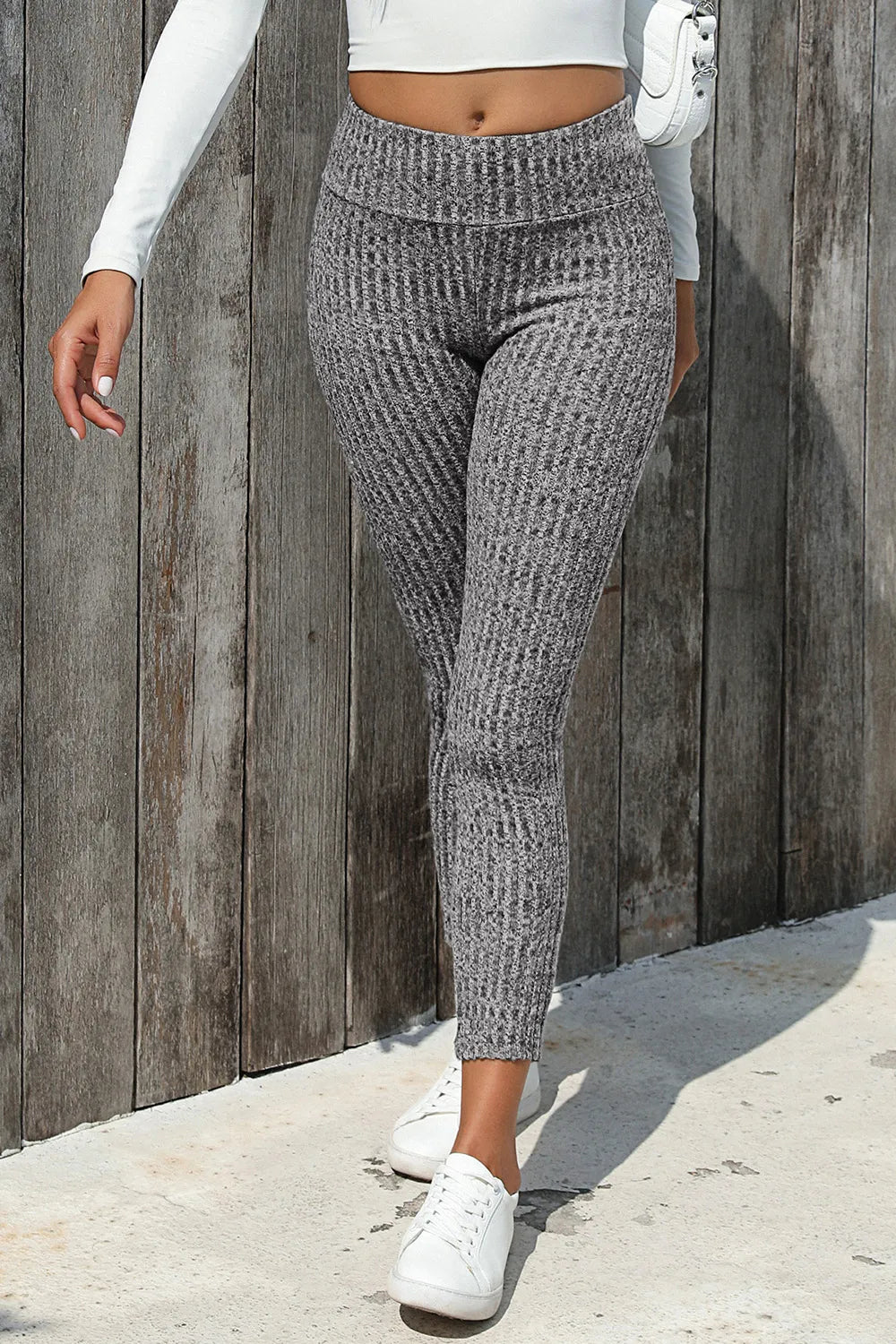 Ribbed High Waist Leggings - cas7m
