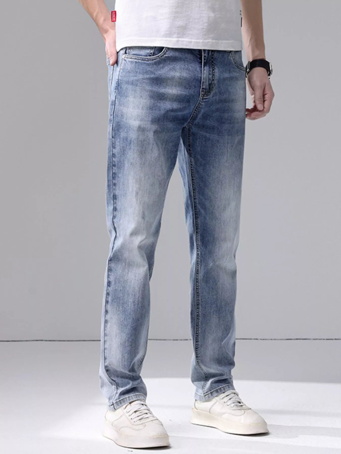 Men's Washed Slim Fit Jeans - cas7m