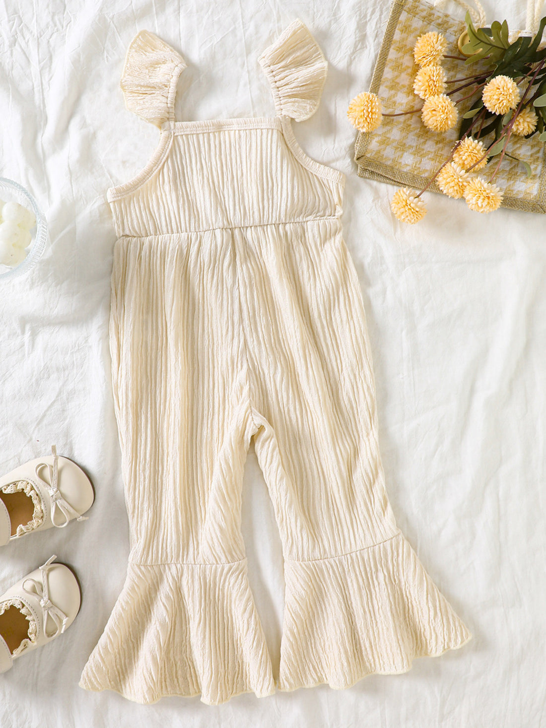 Children's Crochet Ruffle Trim Jumpsuit - cas7m