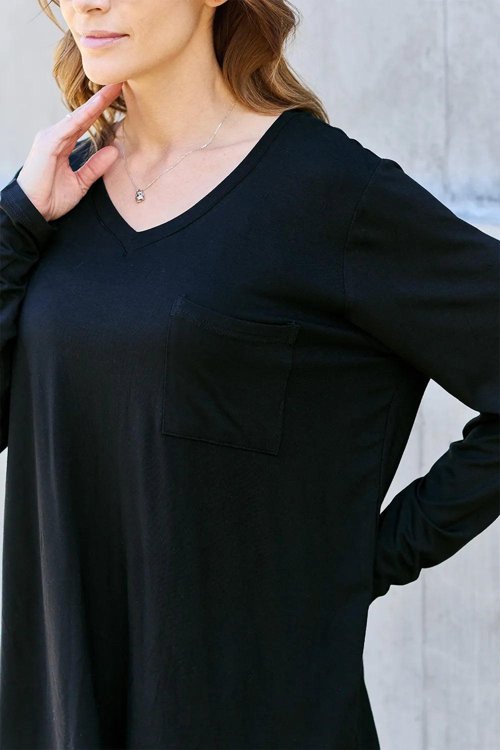 Basic Bae Full Size V-Neck Long Sleeve Top - cas7m
