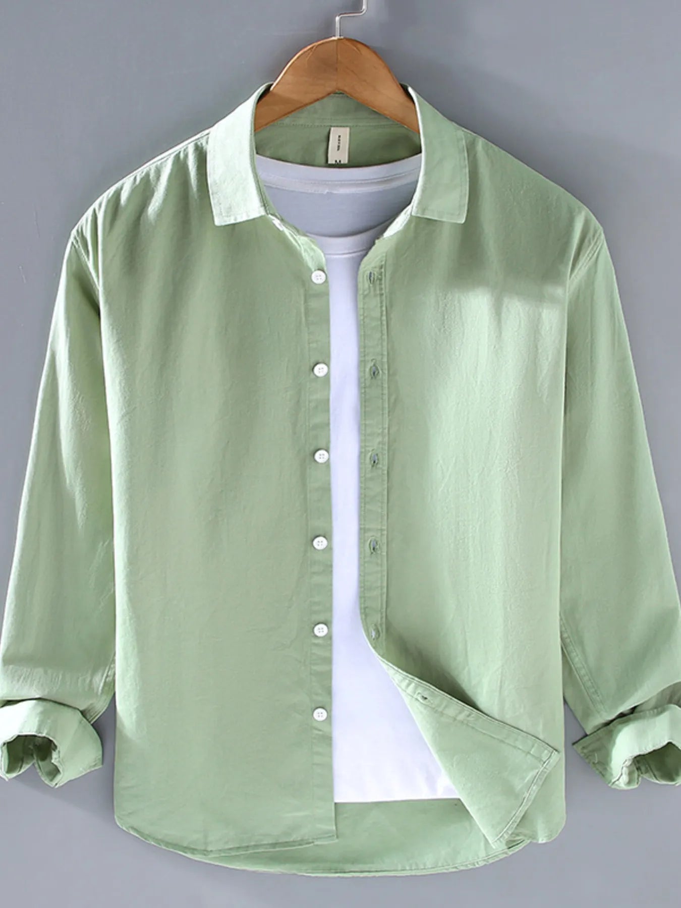 Men's Plus Size Button Up Long Sleeve Shirt - cas7m