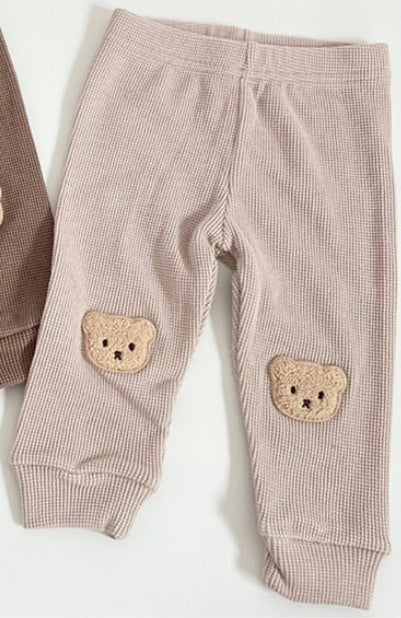 Waffle Bear Pants Baby Trousers Cute Outing Harem Pants - cas7m