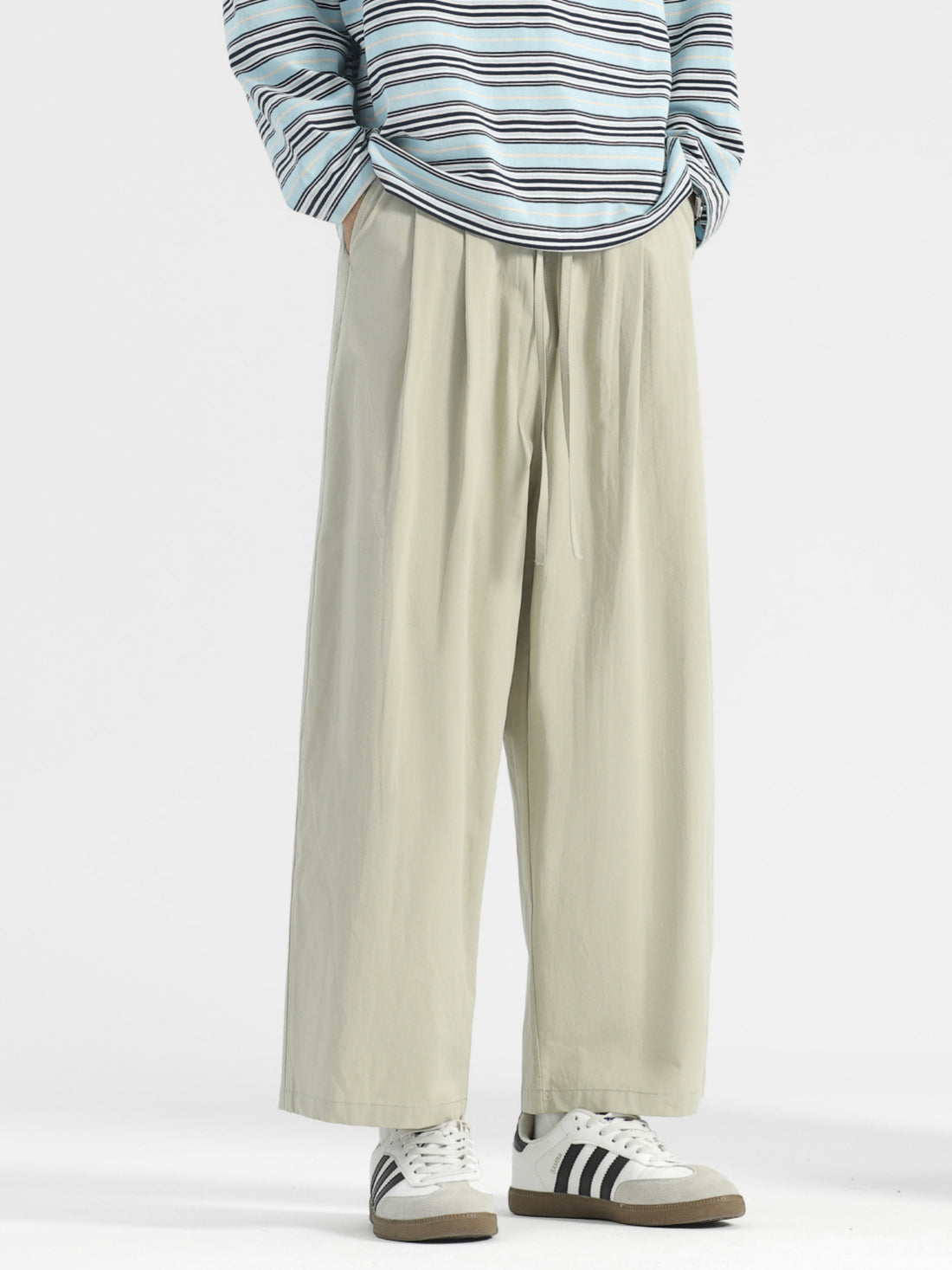 Men's Plus Size Wide Leg Drawstring Casual Pants - cas7m
