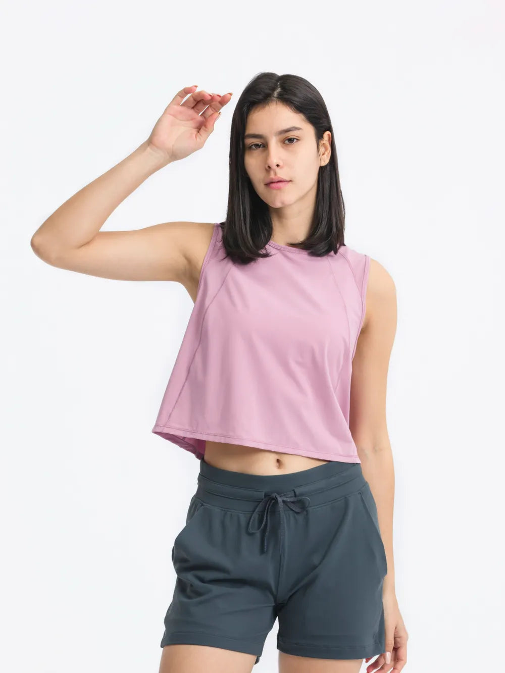 Millennia Round Neck Cropped Active Tank - cas7m