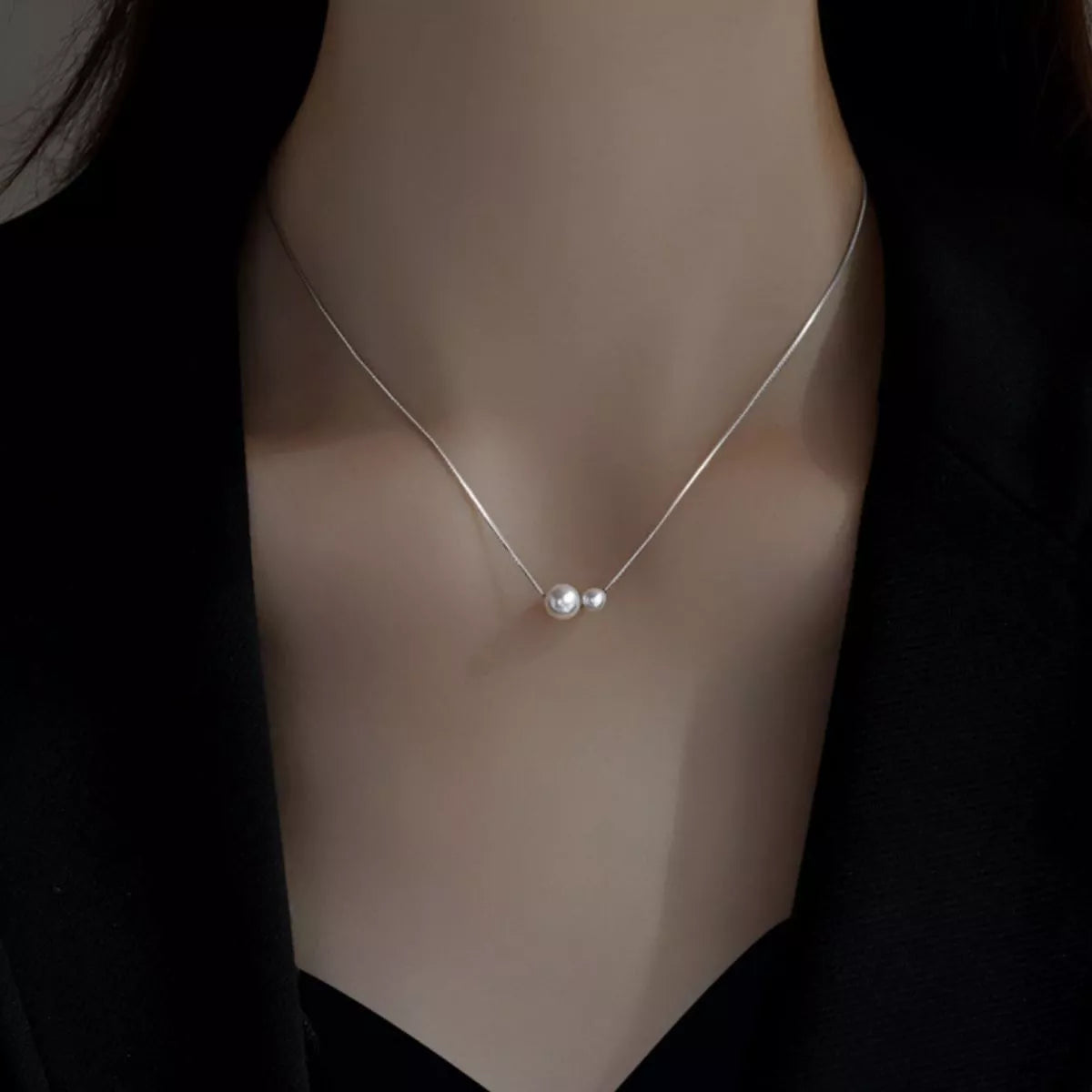 925 Sterling Silver Pearl Necklace - cas7m