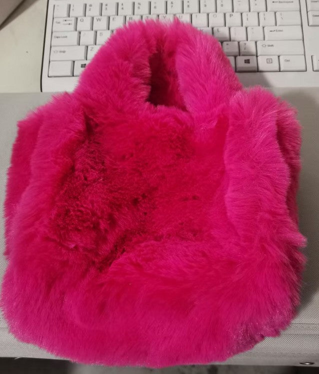 Winter Bags Chain Plush Handbag Totes Women Shoulder Bag - cas7m